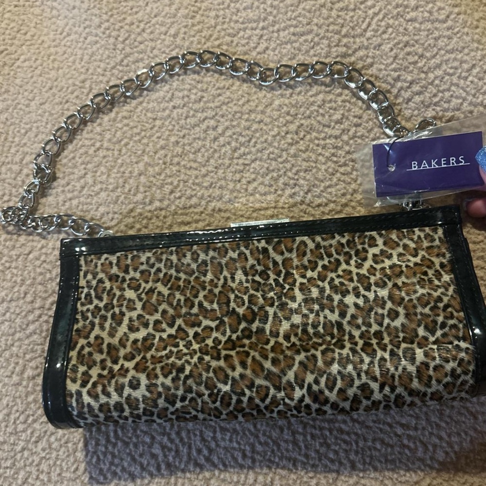 Bakers Brown and Silver Clutch with Chain Strap